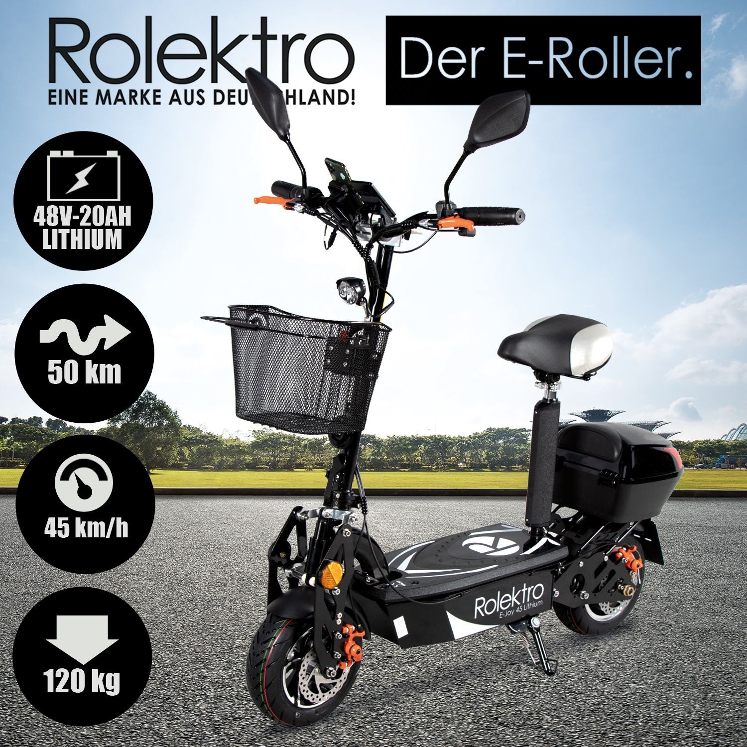 Rolektro E-Joy 45 Lithium, Schwarz, 45 km/h Rolektro E-Joy 45 Lithium, Schwarz, 45 km/h